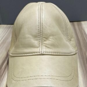 Casquette Baseball Élégante en Cuir Souple Beige Claire