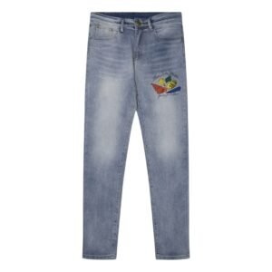 Jeans Denim Clair 'Fruity Pop' avec Motif Coloré