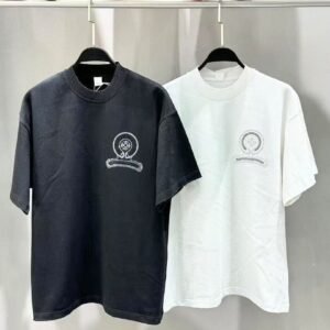 T-shirt Coton Premium avec Emblème Distingué - Noir & Blanc
